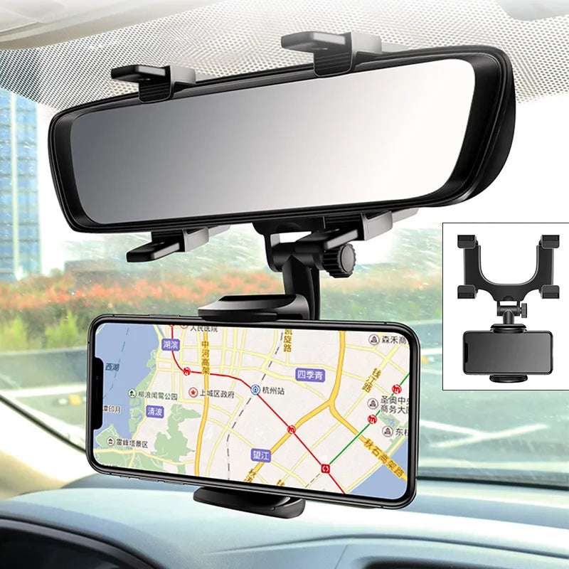 Suporte de telefone para espelho retrovisor de carro 360 °